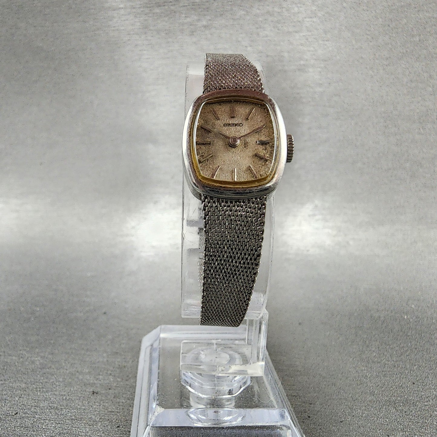 Seiko Watch Women 16mm Silver Dial Silver Tone Rectangle 115189 Manual Runs5