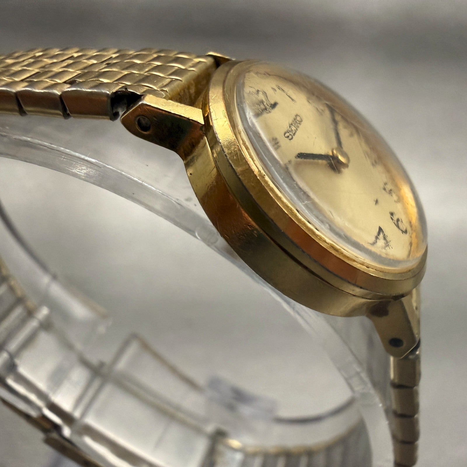 Seiko Watch Women 20mm Gold Dial Gold Tone Round 11-0039 Manual wind Works3