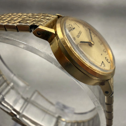 Seiko Watch Women 20mm Gold Dial Gold Tone Round 11-0039 Manual wind Works3