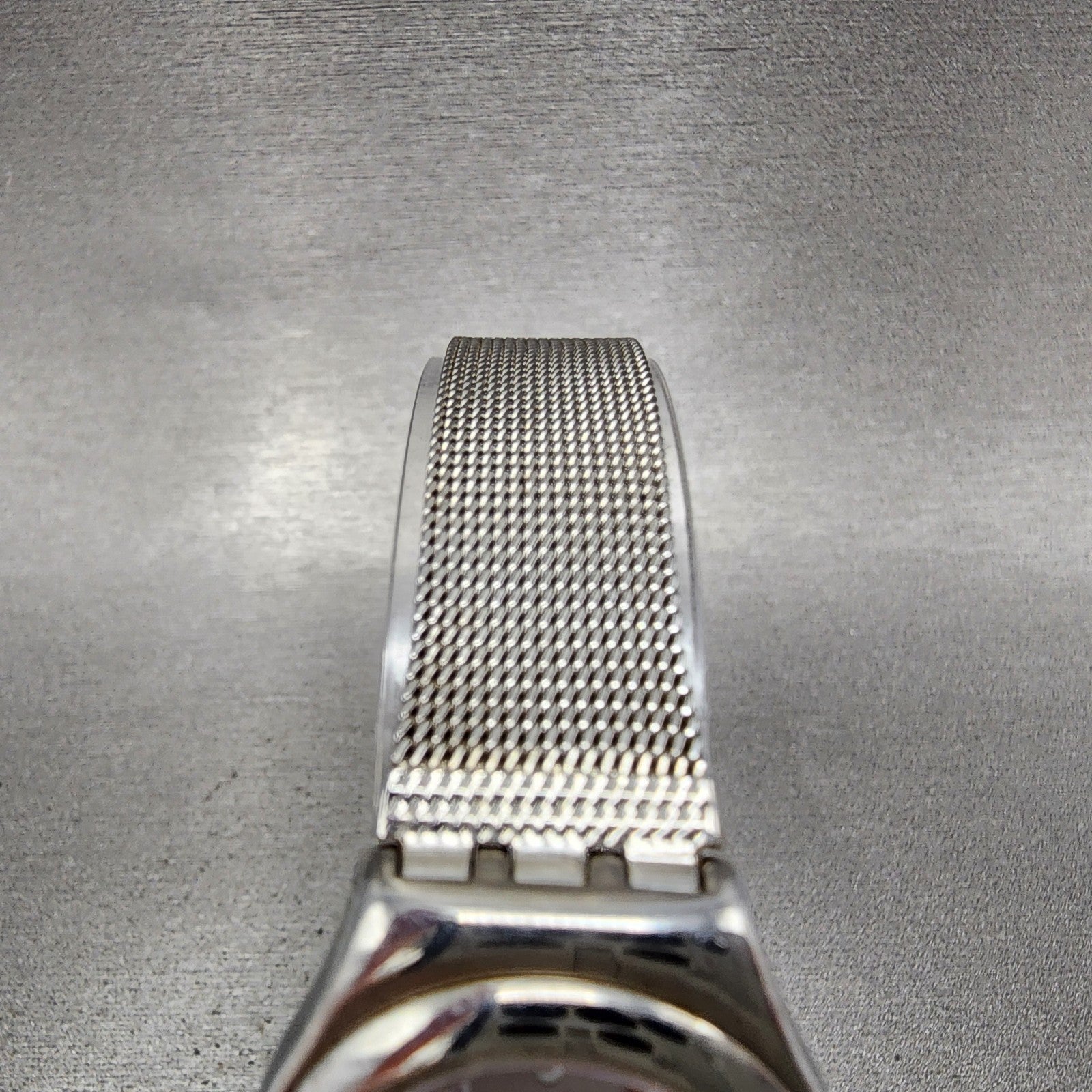 Swatch Irony Libertine Watch Women 24mm Silver Dial Steel Mesh Band New Battery4