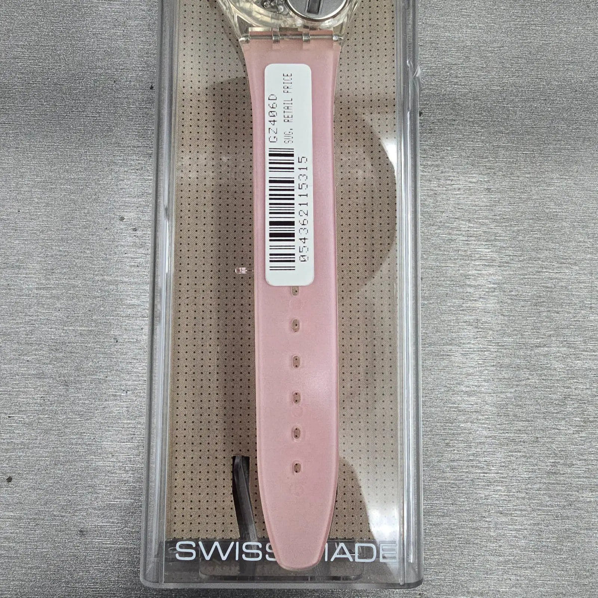 Swatch MoMA Red Watch Men 34mm Silver Dial Clear Case GZ406D New Battery NOS13