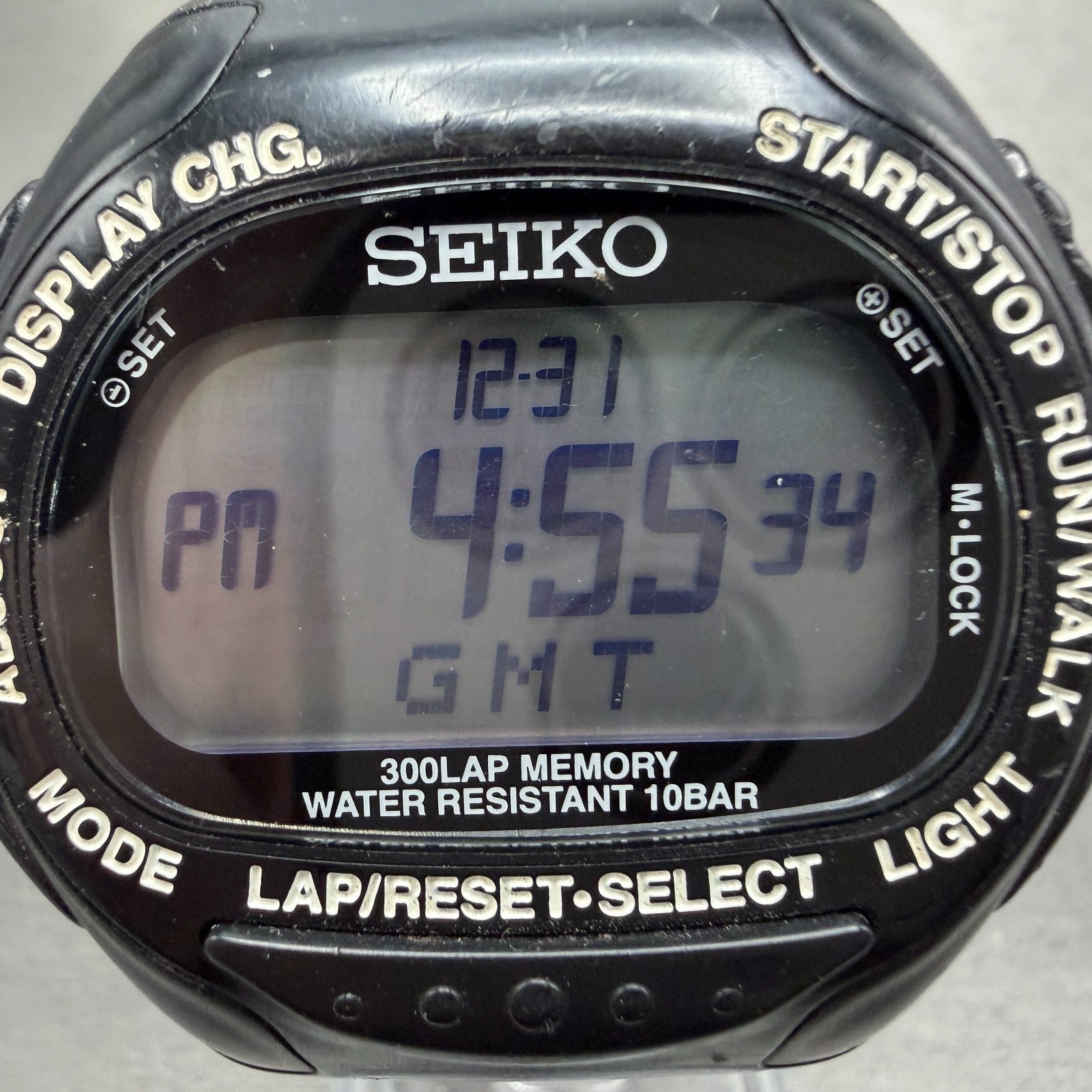Seiko Super Runner Digital Watch Men 46mm Black Alarm Chrono S670-00A0 New Batt1