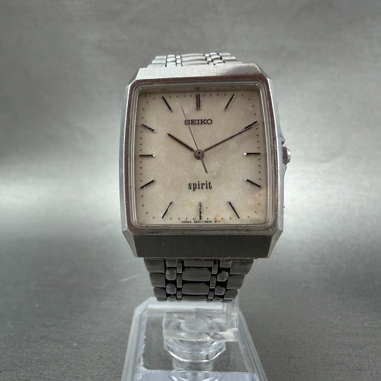 Seiko Spirit Tank Watch Men 29mm White Dial Silver Tone 5E31-5A70 New Battery5