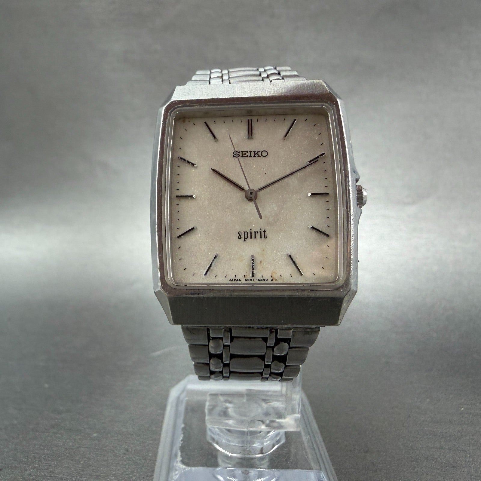 Seiko Spirit Tank Watch Men 29mm White Dial Silver Tone 5E31-5A70 New Battery5