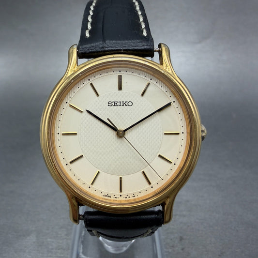Seiko Watch Men 33mm Champagne Dial Gold Tone Round 7n01-0br0 New Battery0