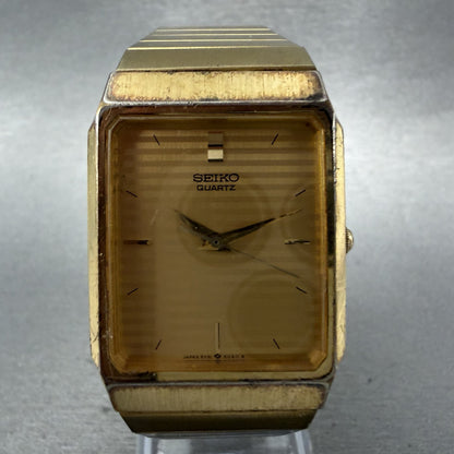 Seiko Tank Watch Men 25mm Champagne Dial Gold Tone 5Y31-5000 New Battery1