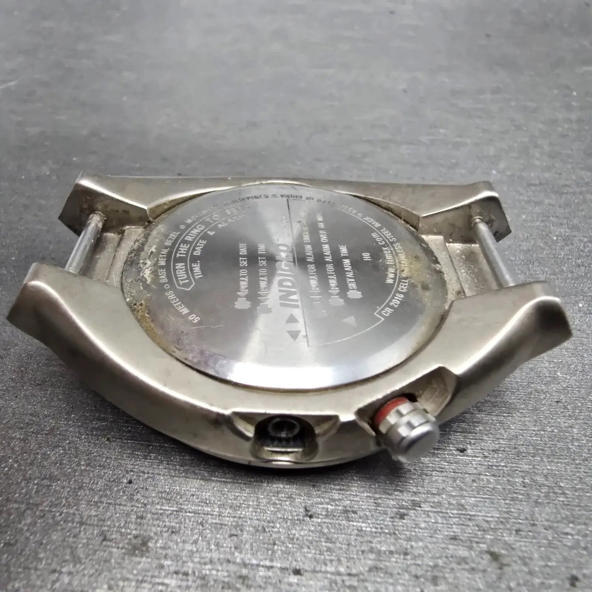 Timex Alarm Watch Men 41mm Gray Dial Silver Tone Date Round Indiglo PARTS13