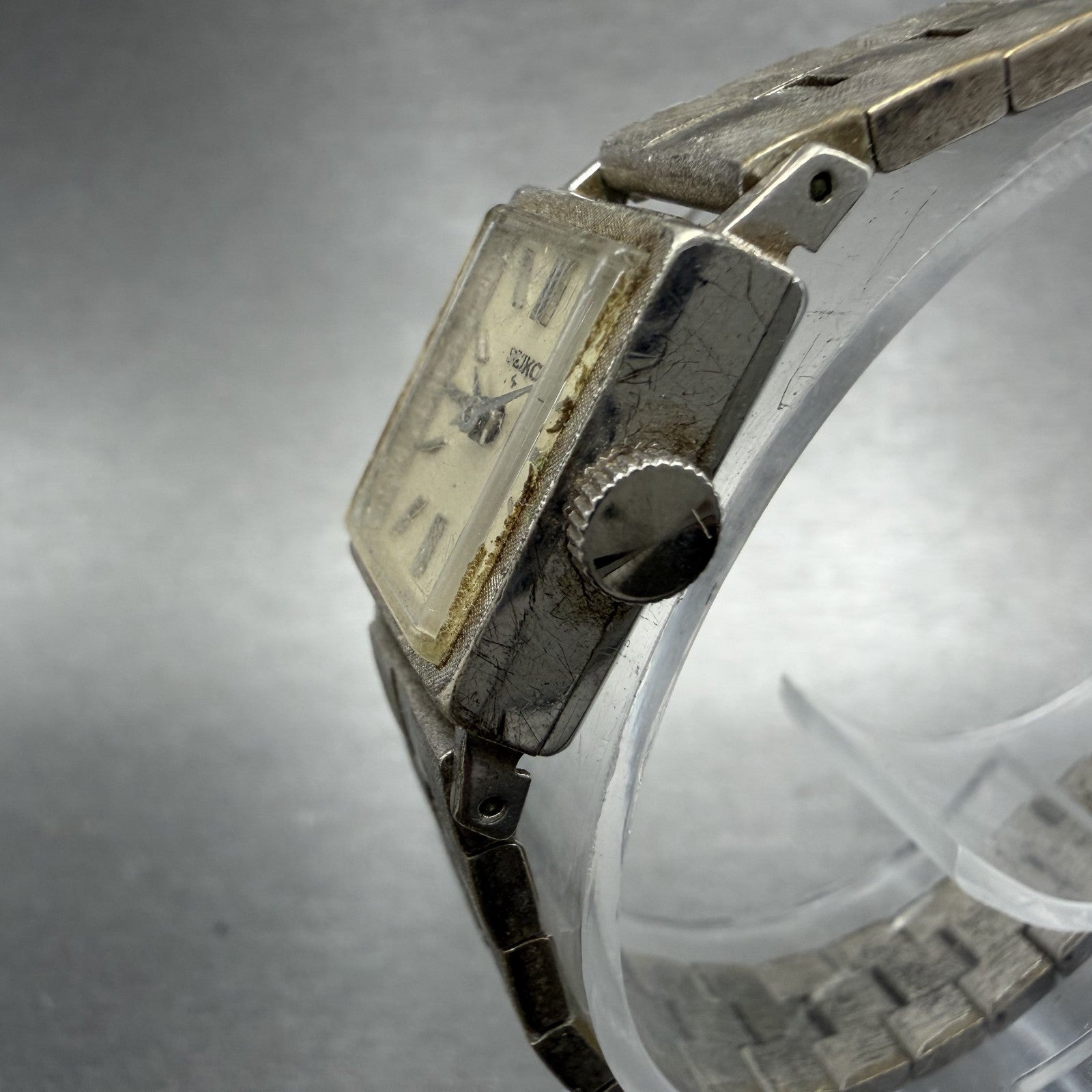 Seiko Tank Watch Women 15mm White Dial Silver Tone Manual Rectangle 11-3059 Runs2