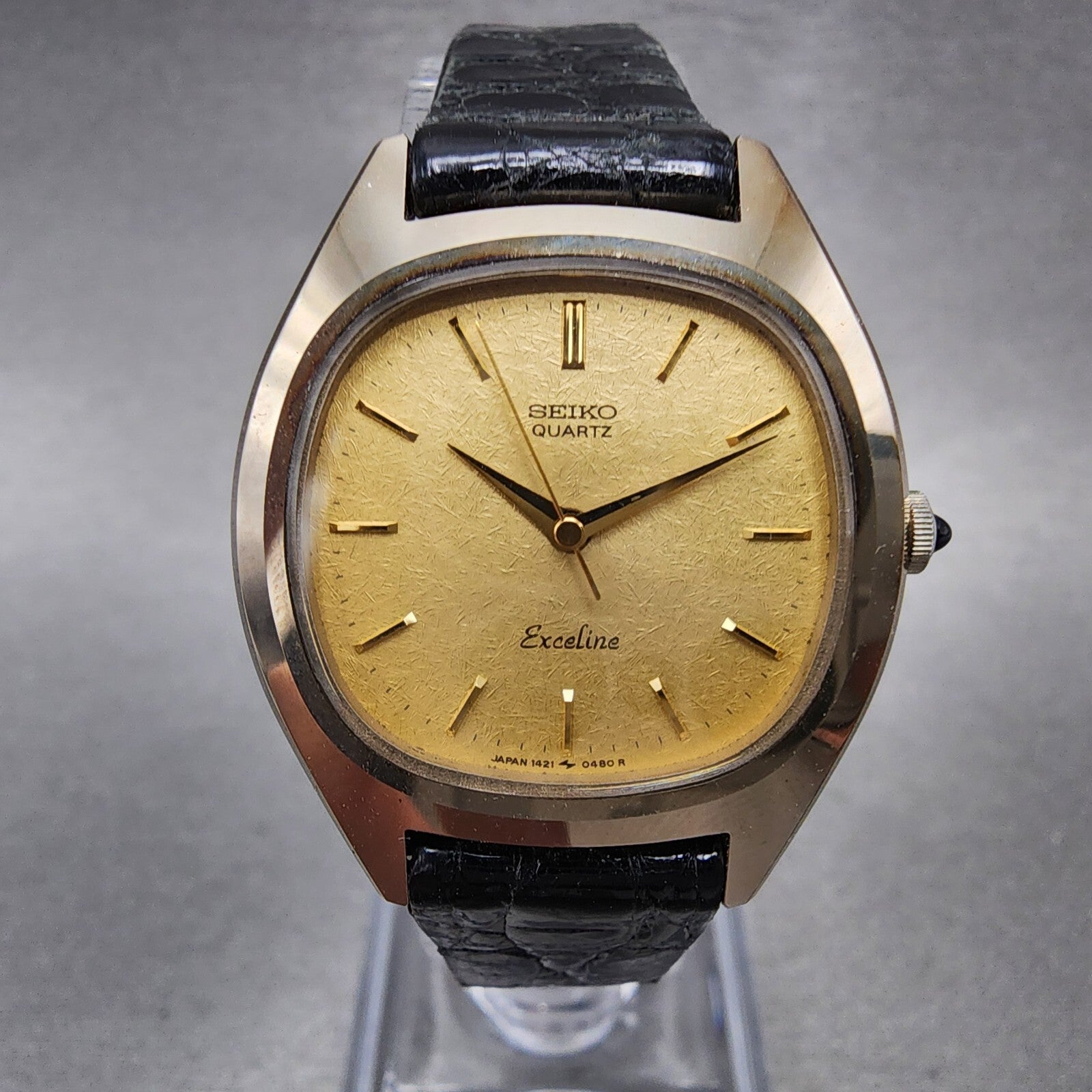 Seiko Exceline Watch Women 27mm Gold Dial Gold Tone Oval 14215250 New Battery0