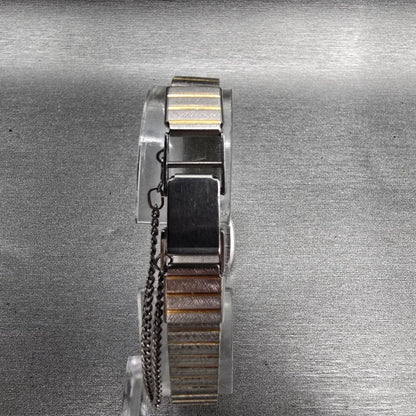 Seiko Watch Women 17mm Silver Dial Two Tone Octagon 7320-5490 New Battery VTG7