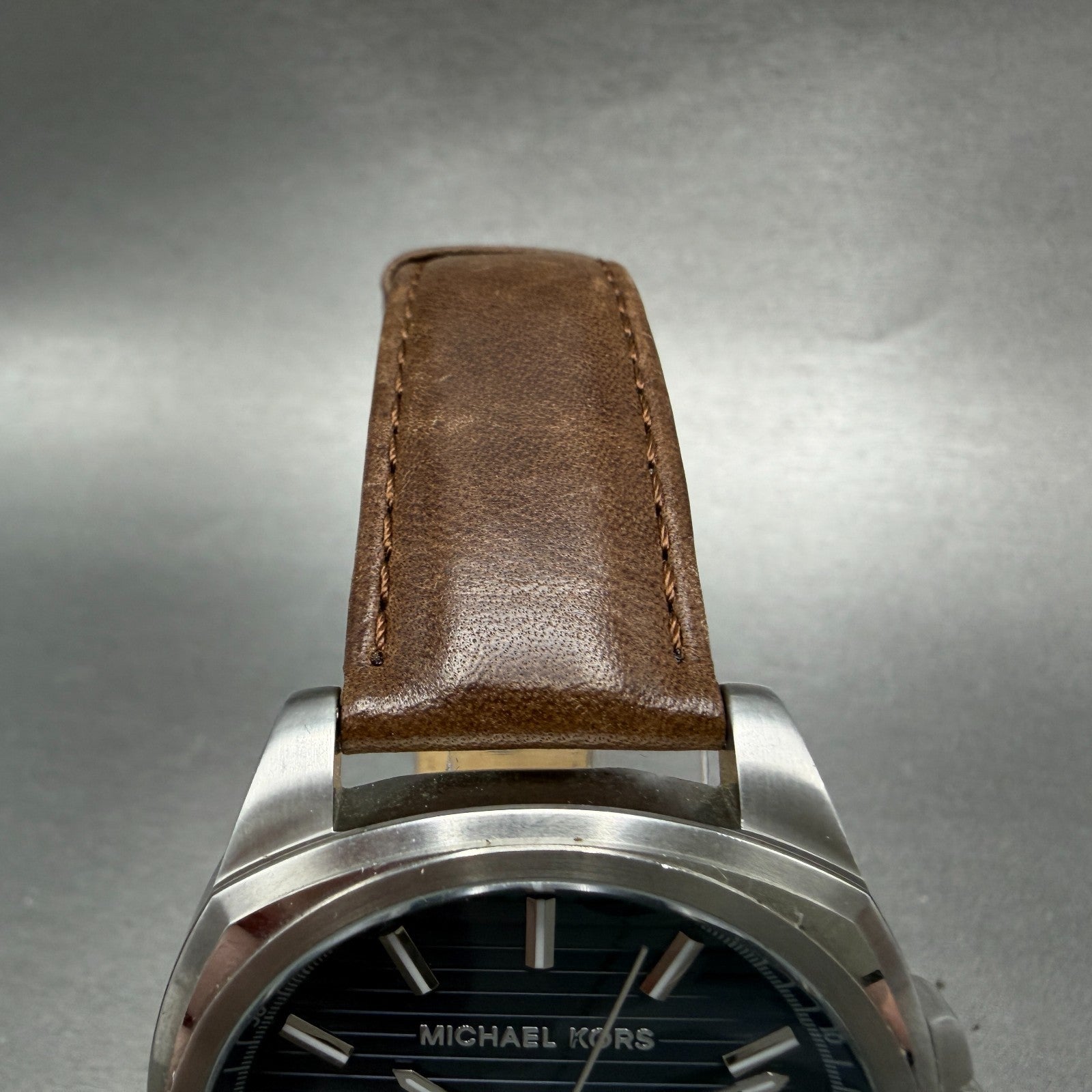 Michael Kors Bryson Watch Men 42mm Blue Dial Steel Date Round MK8631 New Battery4