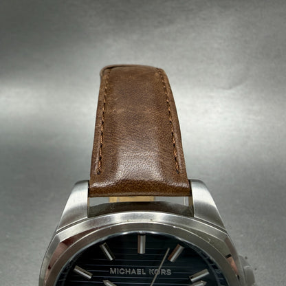 Michael Kors Bryson Watch Men 42mm Blue Dial Steel Date Round MK8631 New Battery4