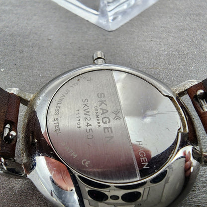 Skagen Hagen Watch Women 34mm Silver Dial Stainless Steel Round SKW2450 New Batt