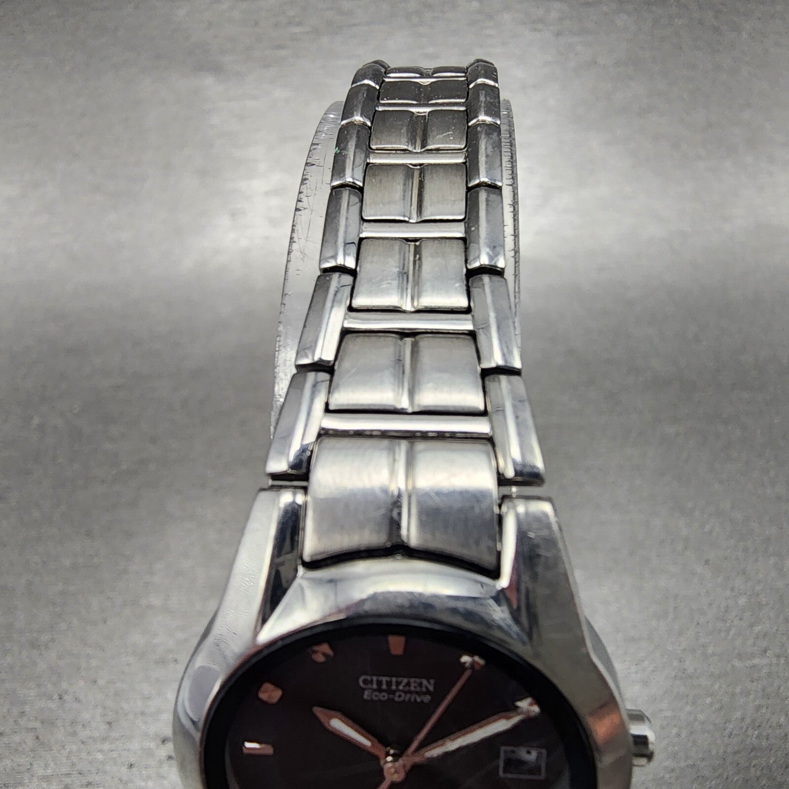 Citizen EcoDrive Watch Women 26mm Black Dial Steel Date Round E011S058503 A234