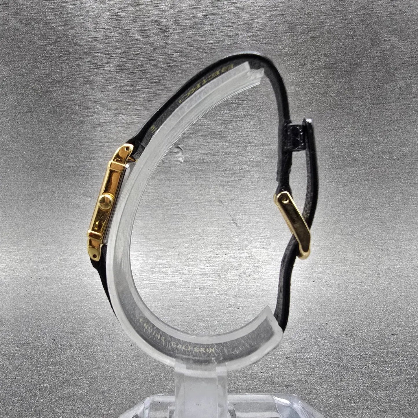 Seiko Tank Watch Women 12mm Champagne Dial Gold Tone 2E20-5969 New Battery VTG6