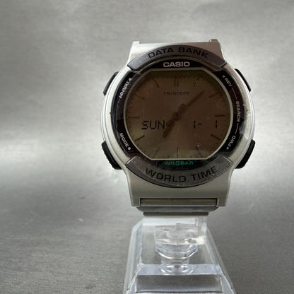 Casio Twincept ABX-53 Watch Men 40mm Gray Dial Silver Alarm Chrono New Batt NOS5