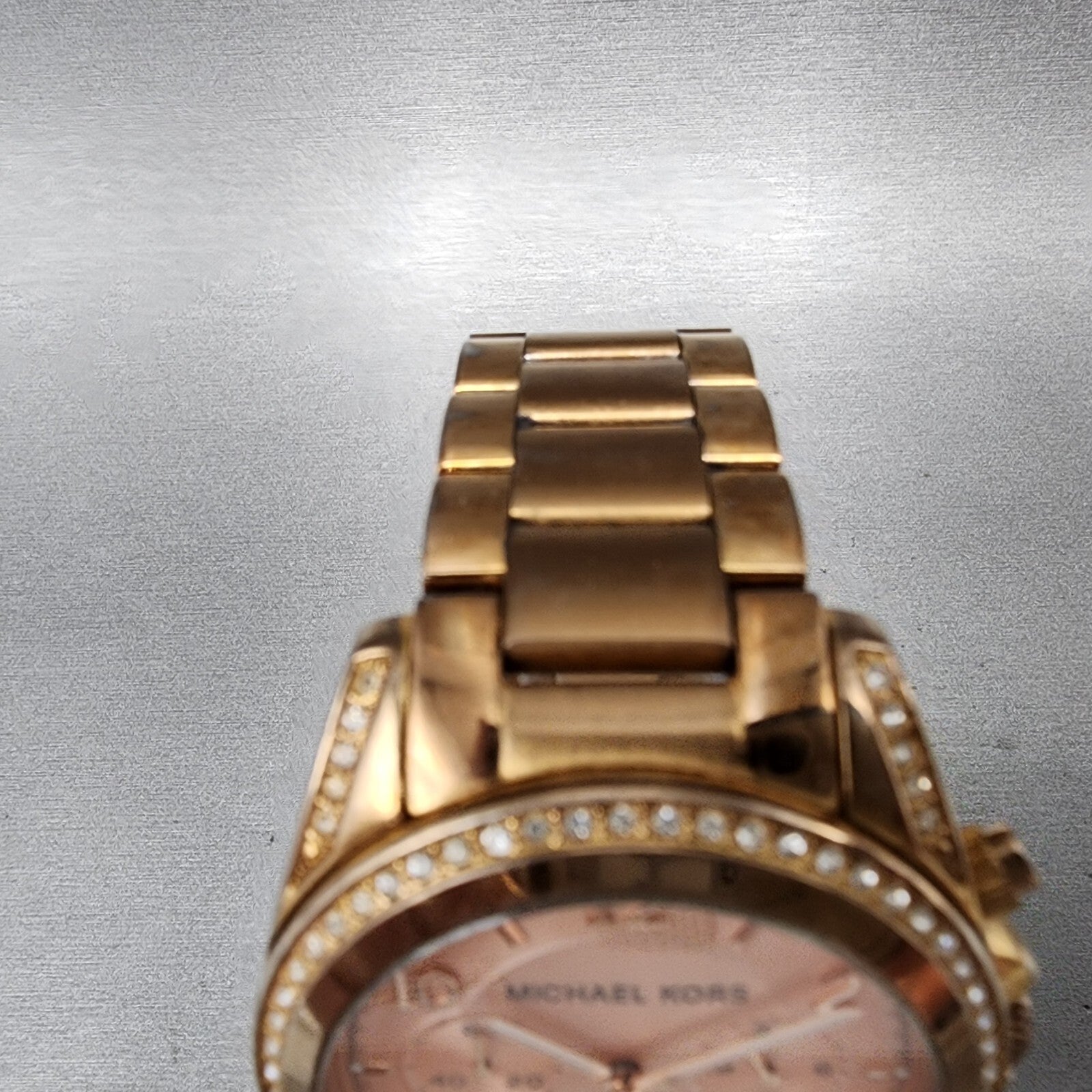 Michael Kors Blair Chronograph Watch Women 40mm Rose Dial Gold Tone Date New Bat4