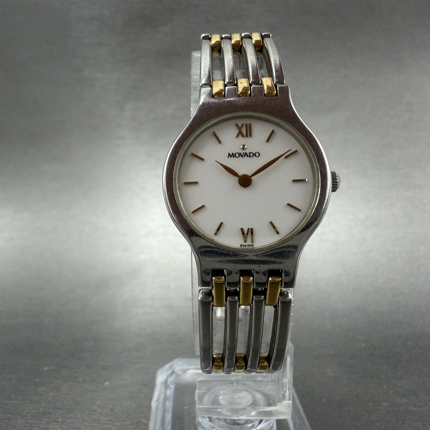 Movado Esperanza Watch Women 23mm White Dial Two Tone Round 84-25-811 New Batt5