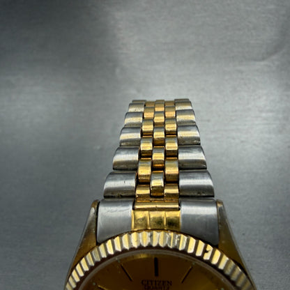 Citizen CQ President Watch Men 35mm Champagne Dial Two Tone Daydate New Battery4