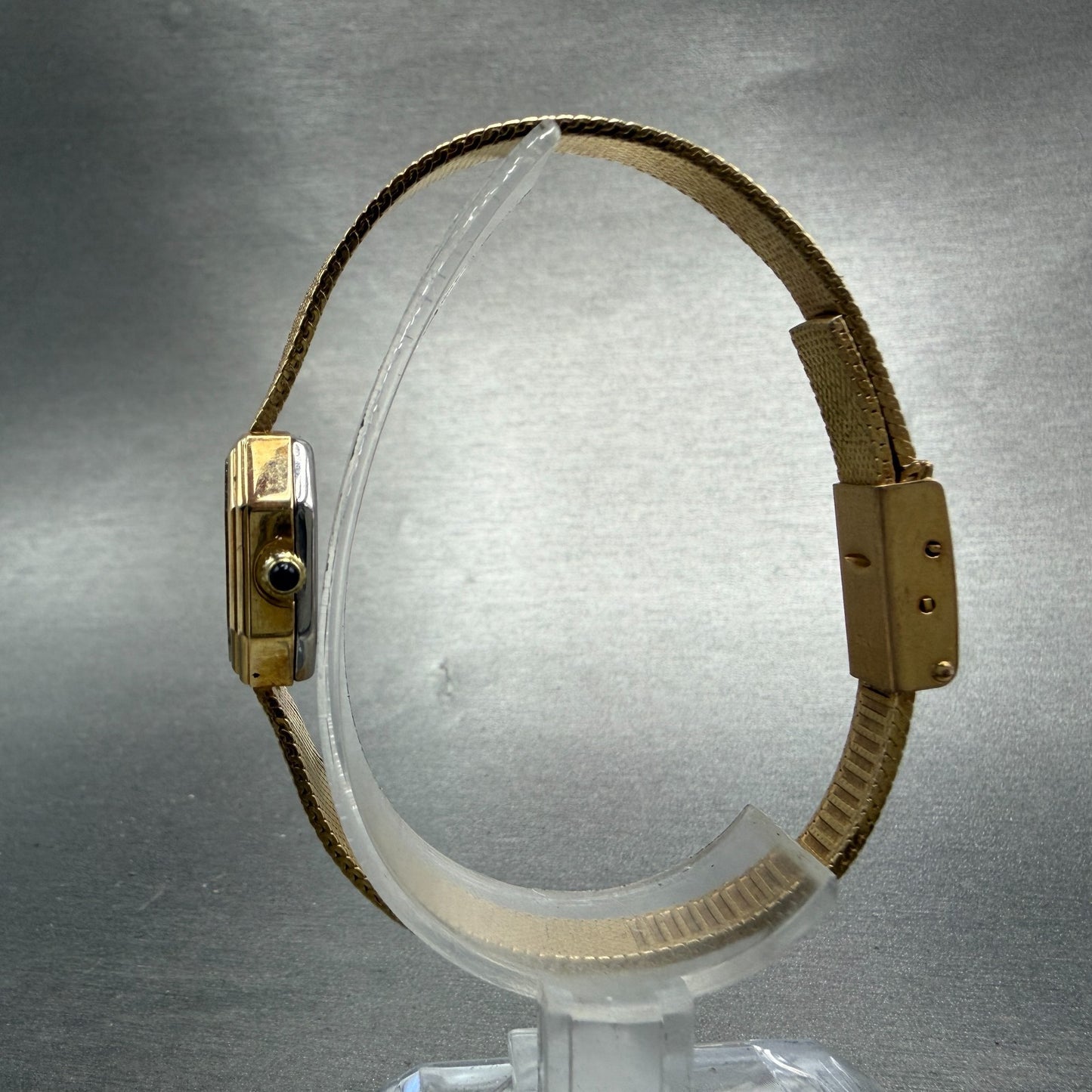 Jules Jurgenson Watch Women 15mm Black Dial Gold Tone Octagon New Battery VTG6
