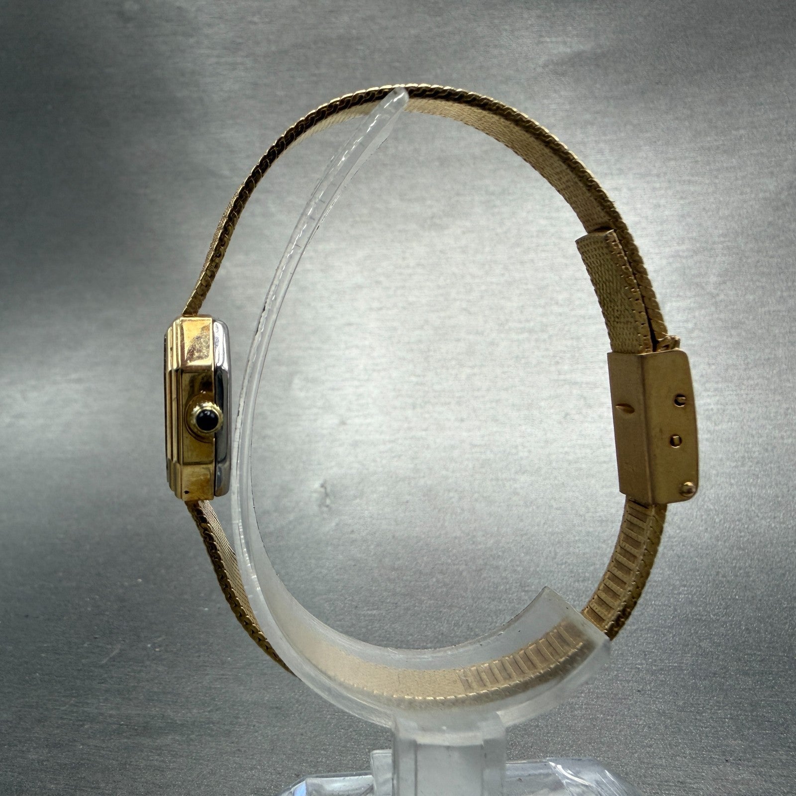 Jules Jurgenson Watch Women 15mm Black Dial Gold Tone Octagon New Battery VTG6