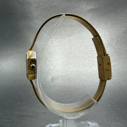 Jules Jurgenson Watch Women 15mm Black Dial Gold Tone Octagon New Battery VTG6