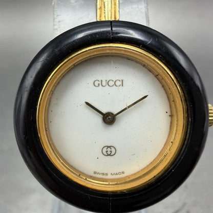 Gucci 1100L Watch Women 26mm White Dial Gold Plated Round Bezel New Battery VTG1
