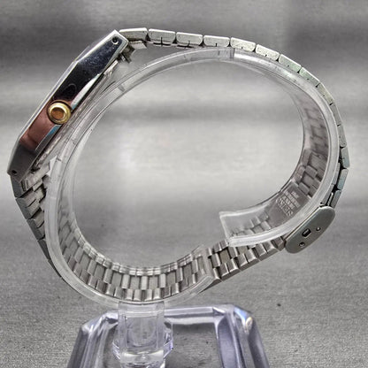 Seiko Watch Men 26mm Silver Dial Silver Tone Date Rectangle 6532-5320 New Batt6
