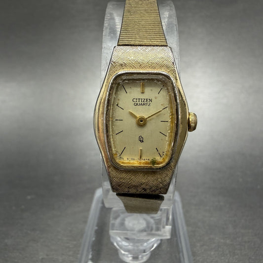 Citizen CQ Watch Women 17mm Champagne Dial Gold Tone 3220-S16881 New Battery0