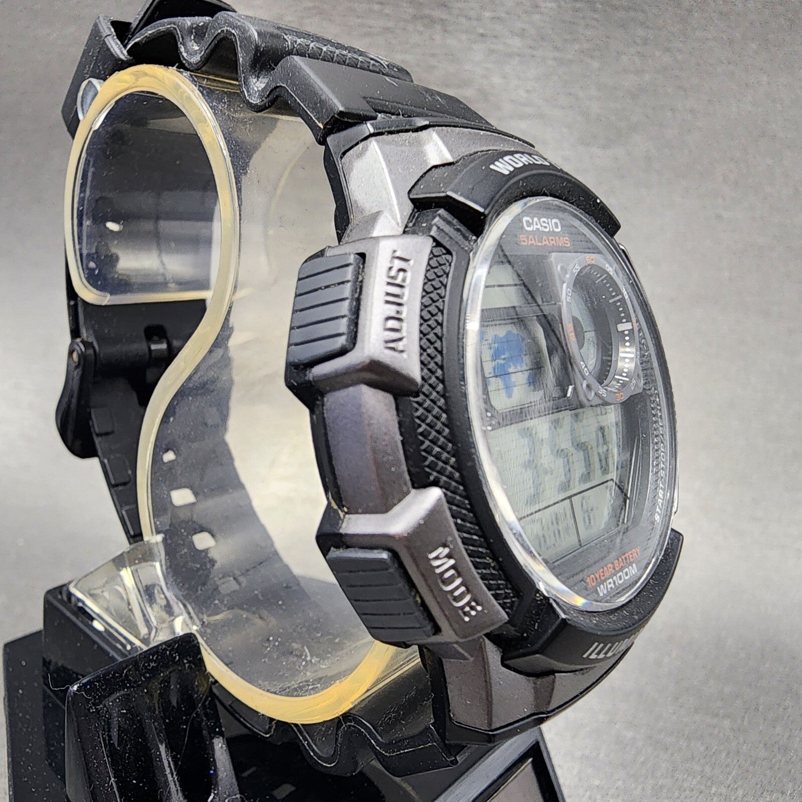 Casio AE1000W Watch Men 41mm Digital Black Gray Tone World Time Alarm New batt4