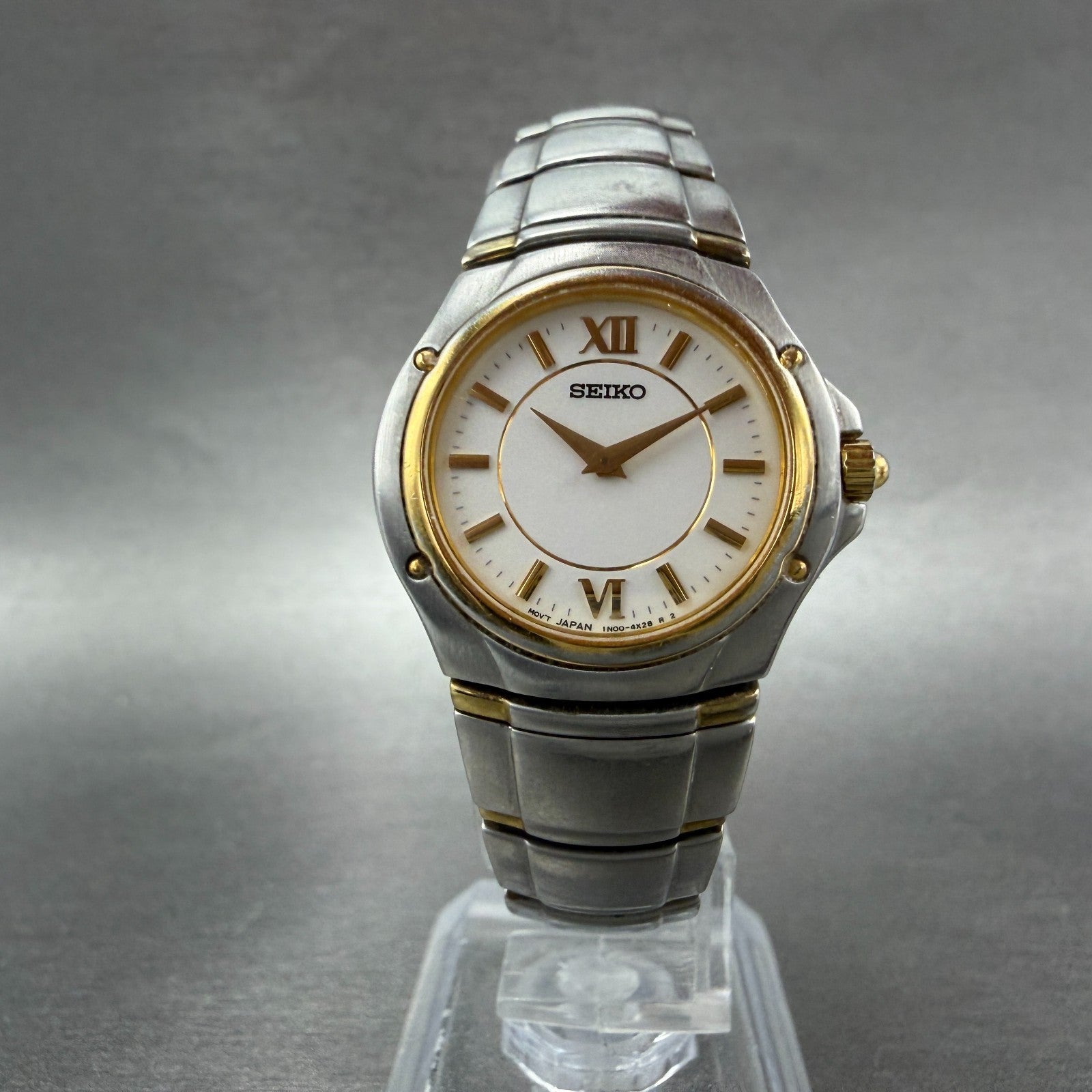 Seiko Watch Women 26mm White Dial Two Tone Round 1N00-1E70 New Battery Vintage5