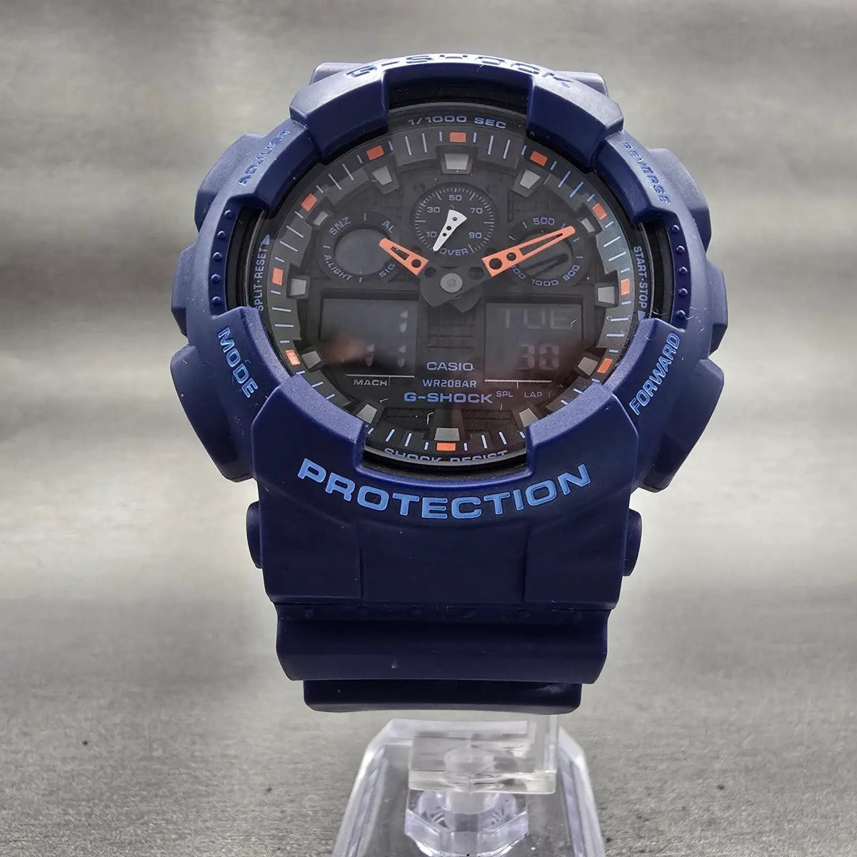 Casio G-Shock GA-100L Watch Men 50mm Black Dial Blue Chrono Alarm New Battery5