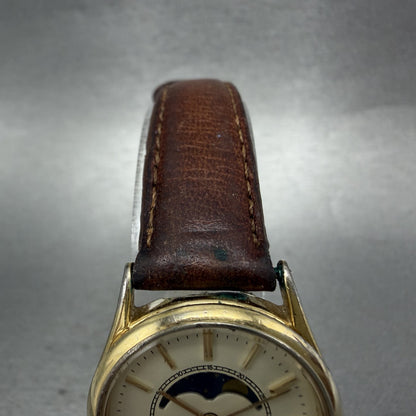 Seiko Moonphase Watch Women 24mm Champa Dial Gold Tone 2A240048 New Battery VTG4