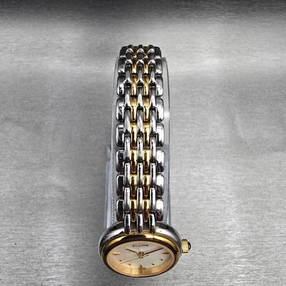 Bulova Watch Women 23mm MOP Dial Two Tone Round 98L150 New Battery4