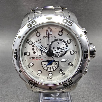 Invicta Pro Diver GMT Watch Men 48mm Silver Dial Steel Daydate Alarm 6088 NewBat0