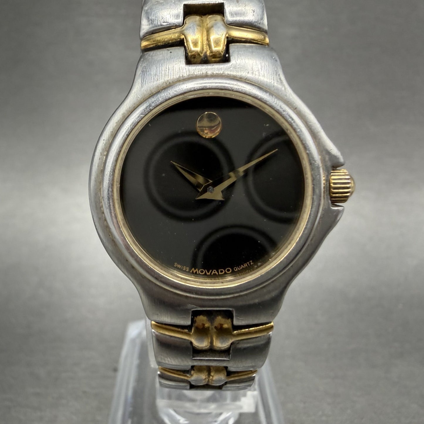 Movado Museum Watch Women 26mm Black Dial Two Tone Round 81.A1.827 New Battery0