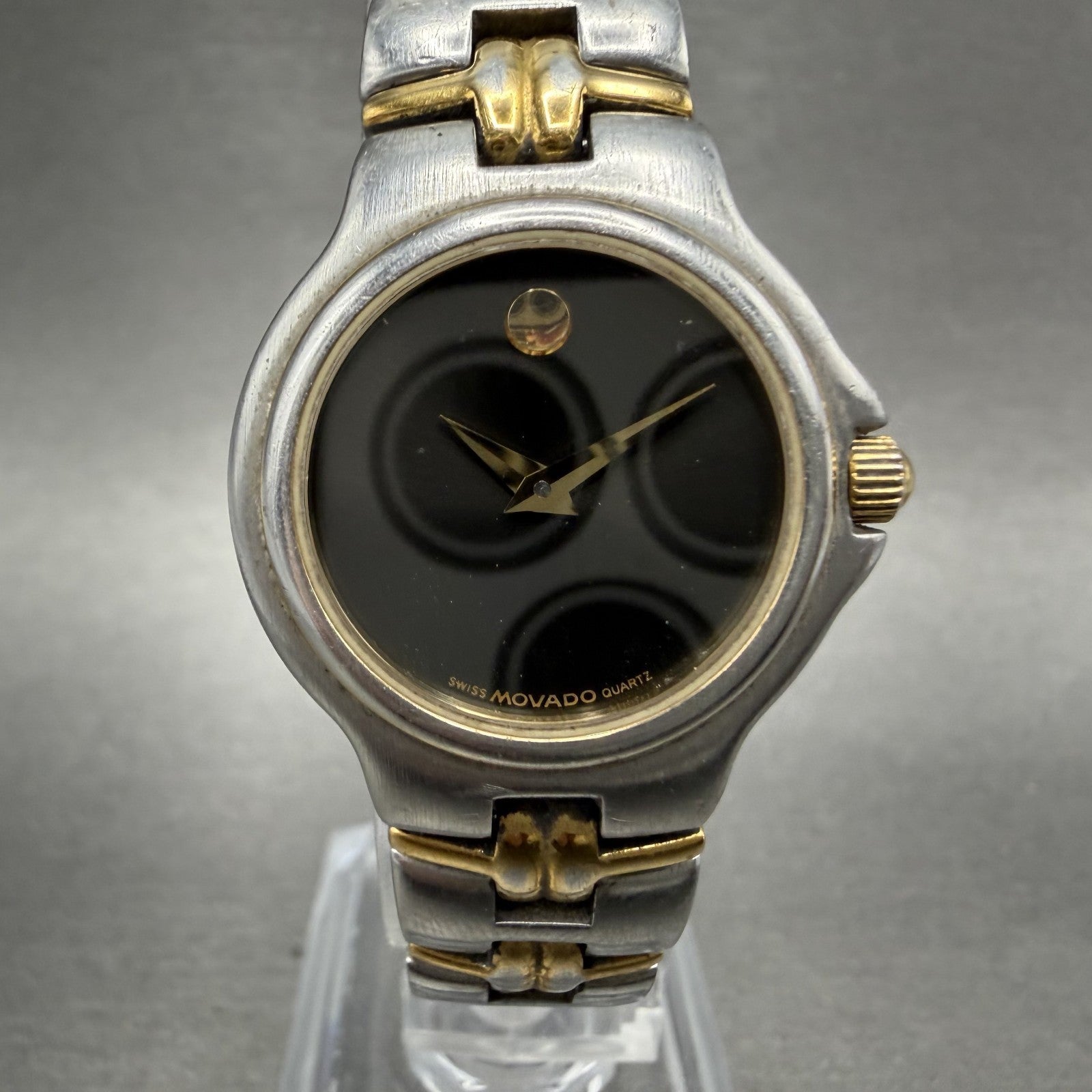 Movado Museum Watch Women 26mm Black Dial Two Tone Round 81.A1.827 New Battery0