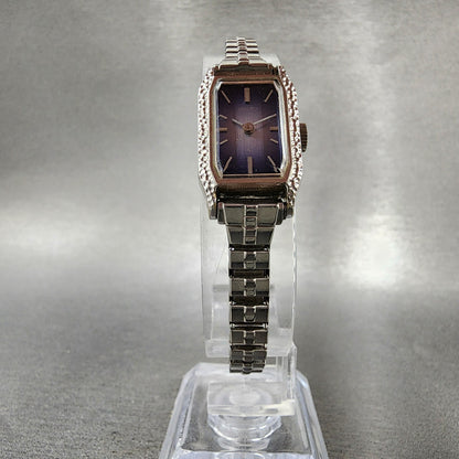 Seiko Tank Watch Women 16mm Blue Dial Silver Tone Octagon Manual 114300 Runs5