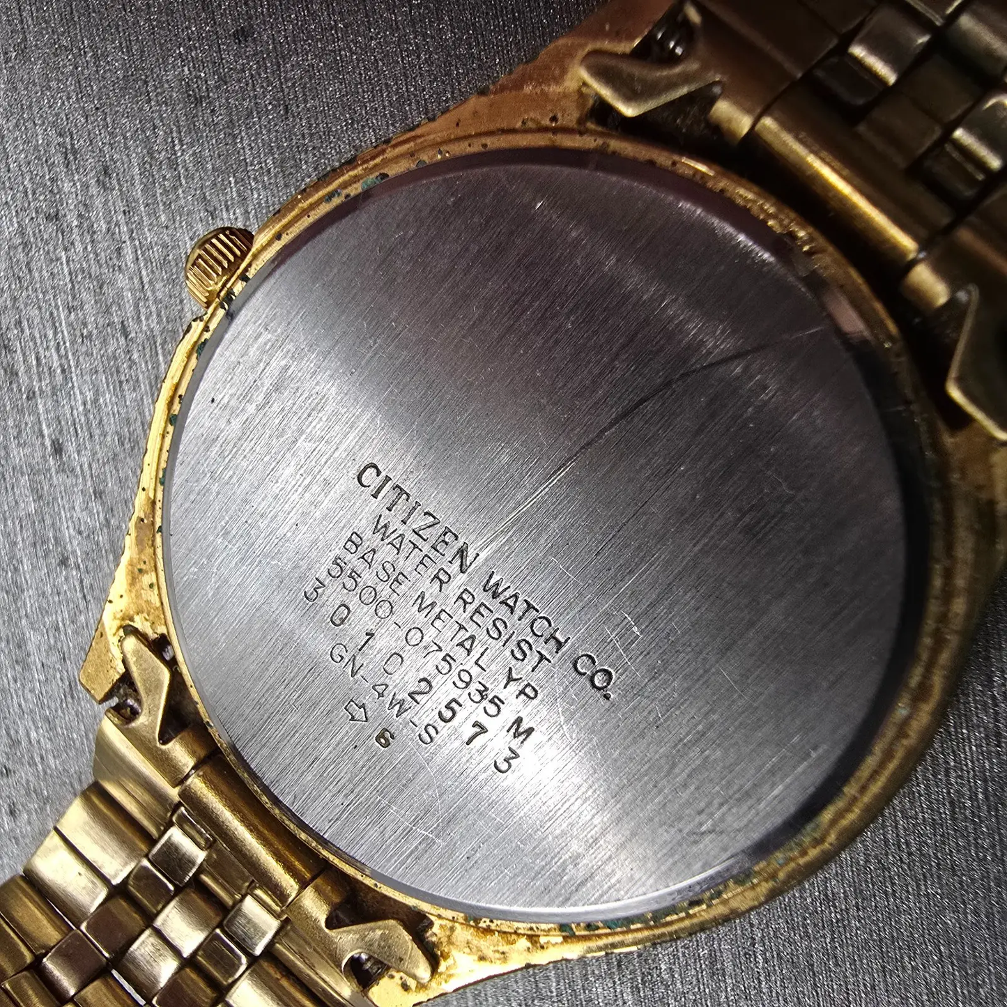 Citizen President Watch Men 34mm Black Dial Gold Tone Daydate 5500-075935 NewBat10