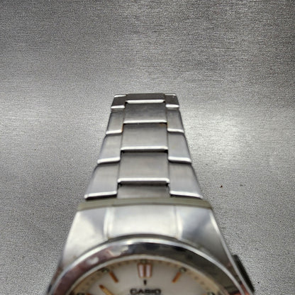Casio Wave Ceptor Solar Watch Men 41mm White Dial Analog Digital Steel Runs4