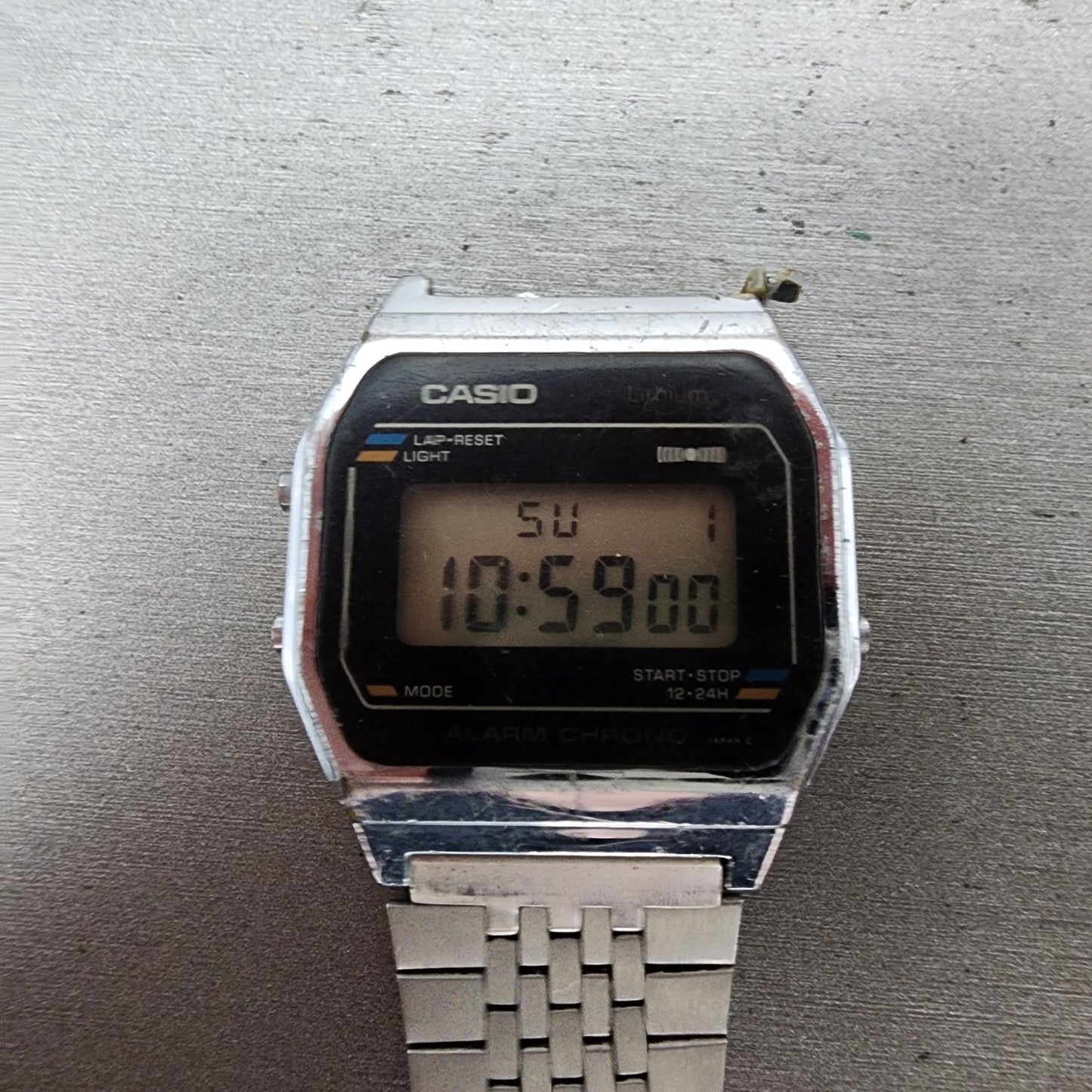 Casio A155 Watch Men 34mm Digital Silver Tone Alarm Chrono READ!!!!! New Battery0