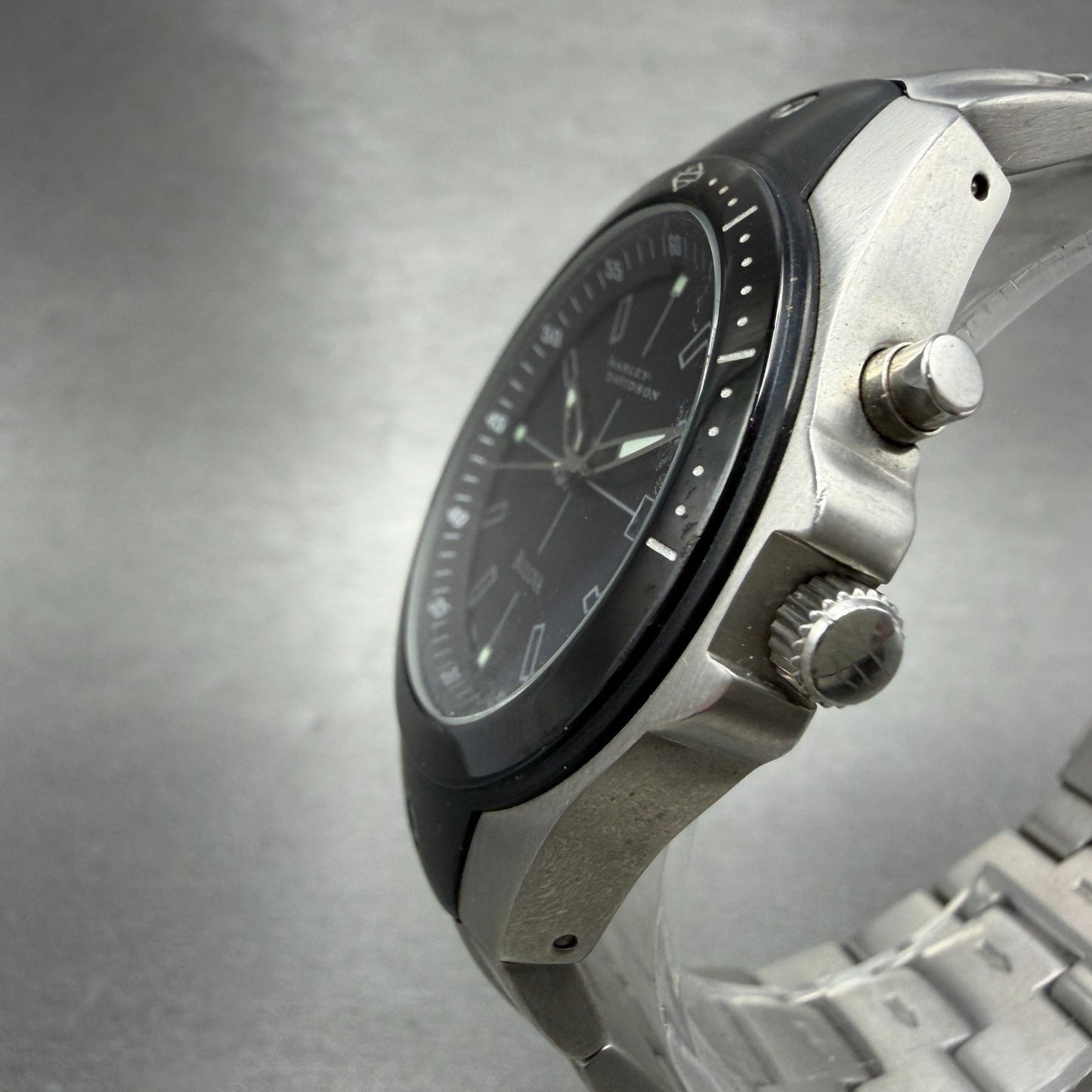 Bulova Harley Davidson Watch Men 39mm Black Dial Silver Tone Date Round New Batt2