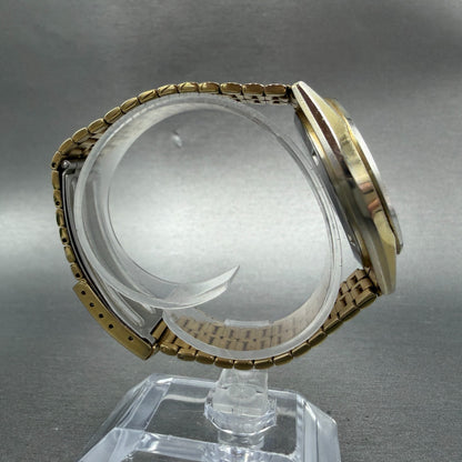 Citizen CQ Watch Men 36mm Champagne Dial Gold Tone Daydate 4-212088 PARTS VTG9