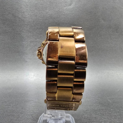 Michael Kors Dylan Chronograph Watch Women 41mm Pink Dial Rose Gold Tone NewBatt7