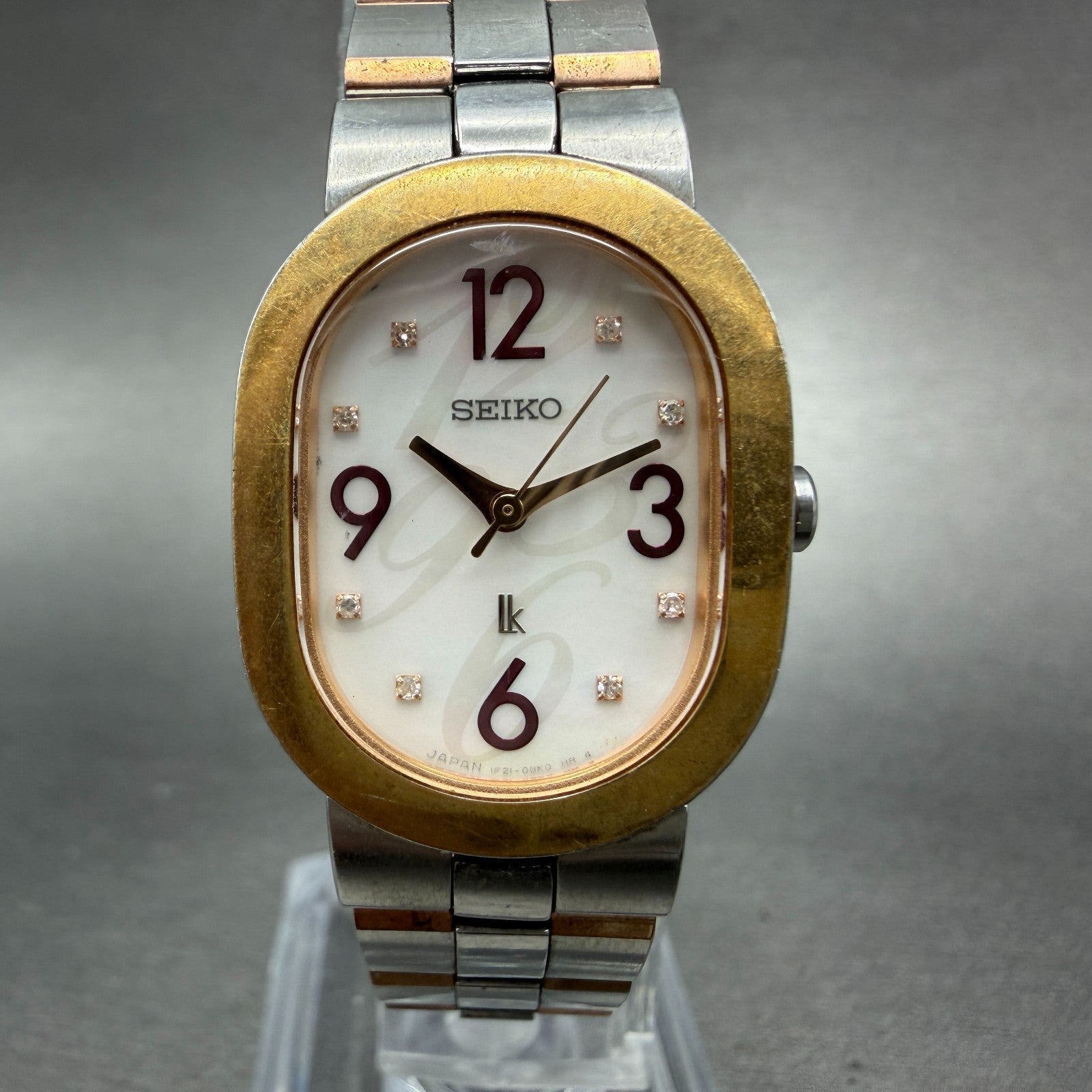 Seiko Lukia Watch Women 21mm MOP Dial Two Tone Oval 1F21-0AZ0 New Battery0