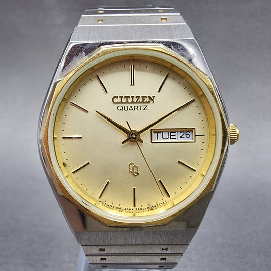 Citizen CQ Watch Men 34mm Champagne Dial Two Tone Daydate 3801-289536 PARTS