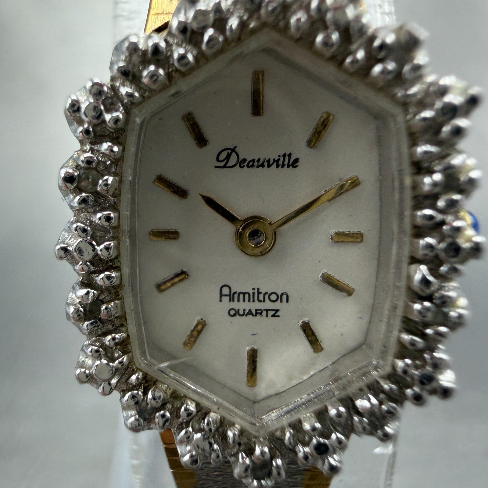 Armitron Deauville Diamond Watch Women 16mm White Dial Two Tone Oval NewBattery1