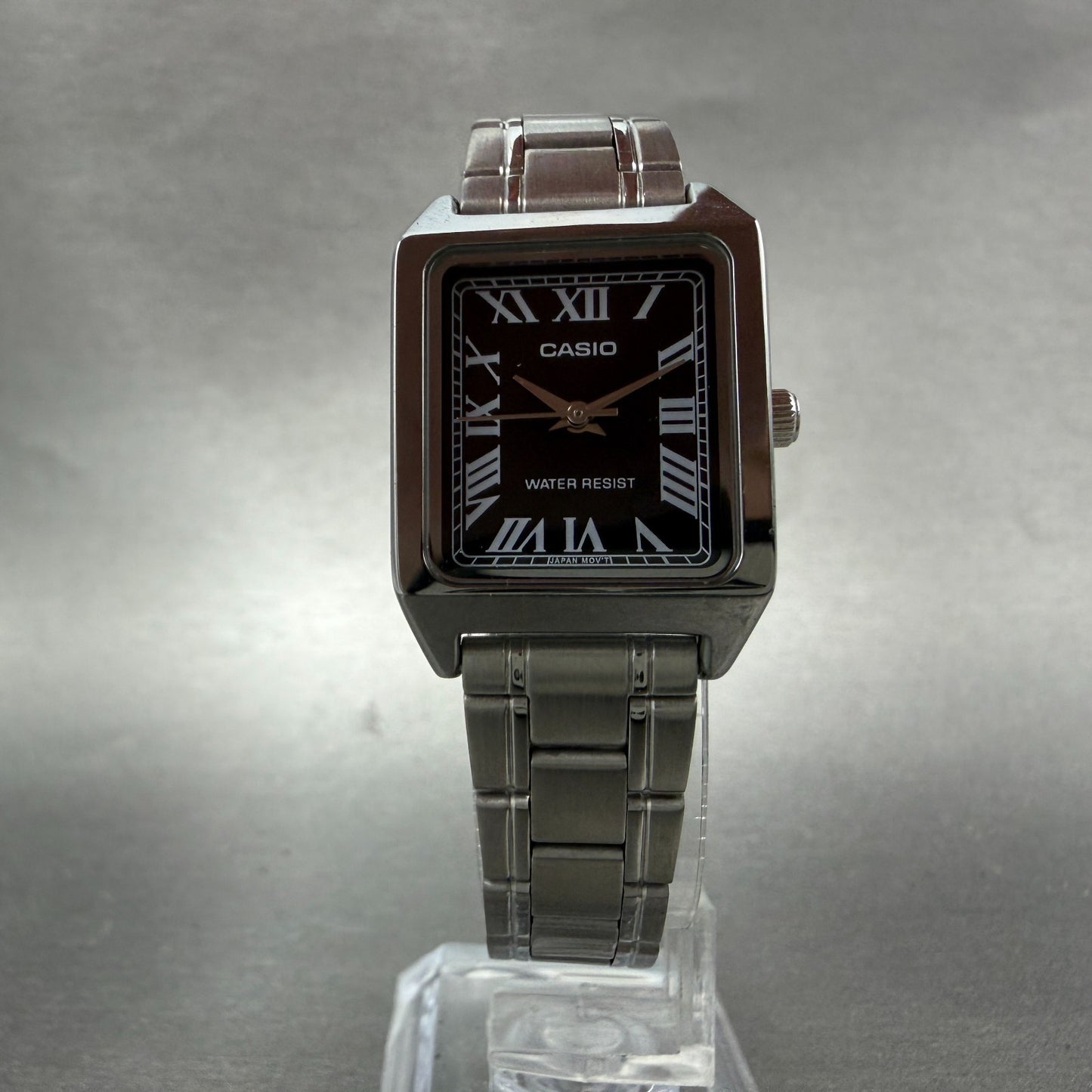 Casio Tank Watch Women 22mm Black Dial Silver Tone Rectangle LTP-V007 NewBattery5