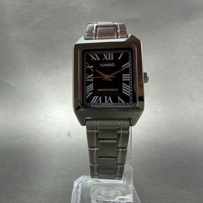 Casio Tank Watch Women 22mm Black Dial Silver Tone Rectangle LTP-V007 NewBattery5