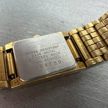 Seiko Tank Watch Women 16mm Black Dial Gold Tone Rectangle 1N00-6C09 New Battery9